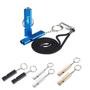 Aluminum alloy Survival Whistle With Neck Lanyard