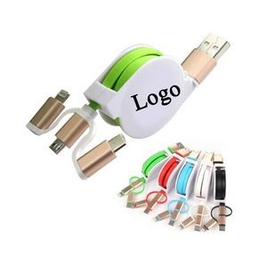 3-in-1 Multiple Retractable Charging Cord Adapter w/Type C Connector