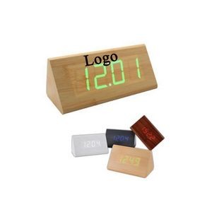 LED Wooden Triangle Desktop Clock