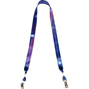 3/4" Heavy Weight Satin Lanyard with Double Bulldog Clips