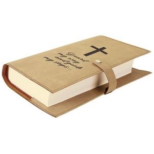 6 1/2" x 8 3/4" Light Brown Leatherette Book/Bible Cover with Snap Closure