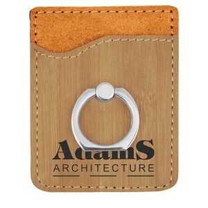 Bamboo Laserable Leatherette Phone Wallet with Silver Ring