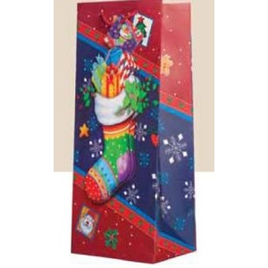 3D Effect Holiday Wine Bottle Bag (A Stocking Was Hung)