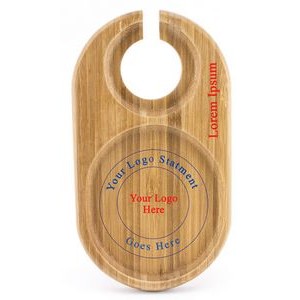 Bamboo Mini Oval Party Plate w/Built-In Stemware Holder