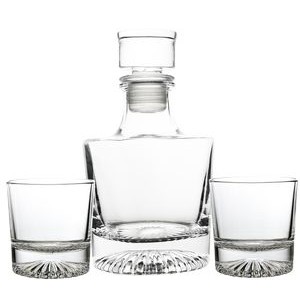 Round Spirit Decanter Set, 3 piece Set (1 Spirit Decanter and 2 Spirit Glasses)