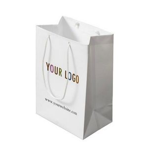 Matt/Gloss 250GSM White Cardboard Laminated Shopping Bag(8x4x10'')