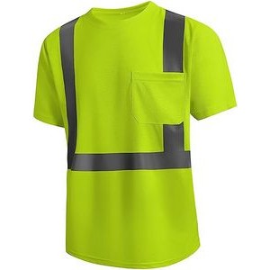 Quick Dry Reflective Short Sleeve T-Shirt with Pocket for Construction Work