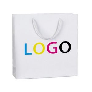 Matt/Gloss 210GSM White Cardboard Laminated Shopping Bag(5.9x4x5.9'')