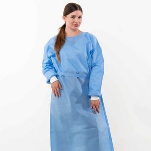 Level 1 SMS 35gsm Disposable Isolation Gown with Knit cuffs