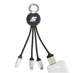 3 In 1 Charging Cable With Led Light Up Logo