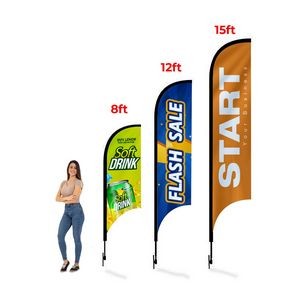 12' Feather Flag Kit w/ Double Sided Imprint, Poles, Ground Stake and Carry Case
