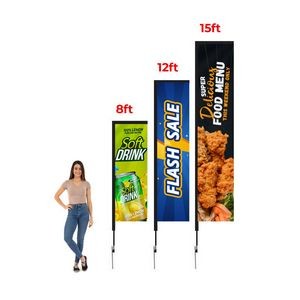 12' Rectangular Feather Flag Kit w/ Double Sided Imprint, Poles, Ground Stake and Carry Case