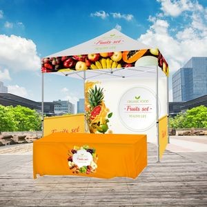 10' X 10' Tent w/ Full Color Canopy, Back Wall, Side Walls, and 6' Table Cover