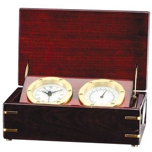 Rosewood Clock & Thermometer w/Cover
