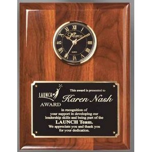 Genuine Walnut Clock Plaque w/Black Face Clock