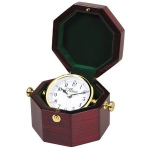 Octagon Rosewood Ship Captain's Table Clock