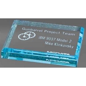 Small Blue Acrylic Rectangle Paperweight