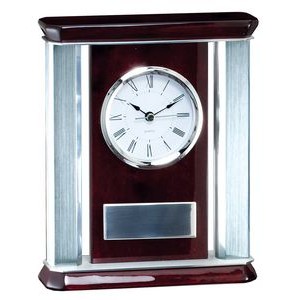 Rosewood Clock w/Silver Accents
