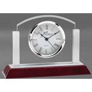 Glass Clock on Rosewood Base
