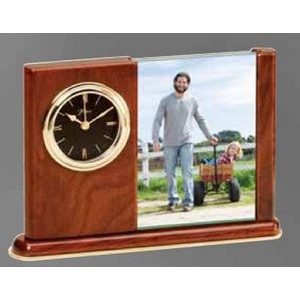 Walnut Glass Picture Frame w/Clock