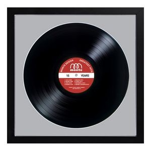 Personalized Black Framed LP Records on Grey Matboard