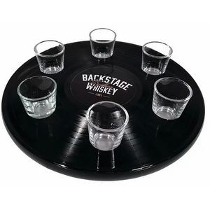 Recycled Vinyl Record Shot Glass Tray W/ Feet (Glassware Not Included)