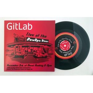 Recycled Vinyl Record Invitations - 45RPM Record & Full Color Jacket W/ Plain 45RPM Adapter