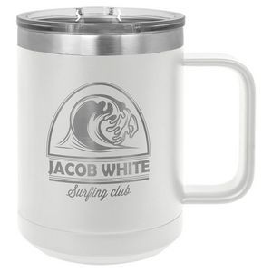 15 Oz. Stainless Steel Coffee Mug - White