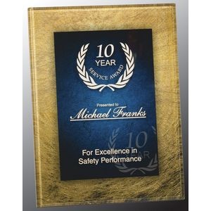 Gold and Blue Acrylic Art Plaque Award With Iron Stand