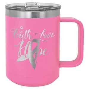 15 Oz. Stainless Steel Coffee Mug - Pink