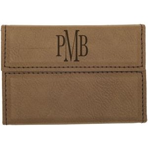 Dark Brown Leatherette Hard Business Card Holder