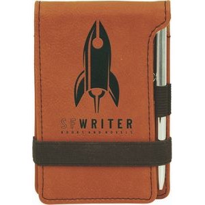 3 1/4" x 4 3/4" Rawhide Laserable Leatherette Mini Notepad with Pen