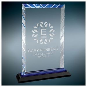 9" Rectangle Accent Glass Award w/Blue Base