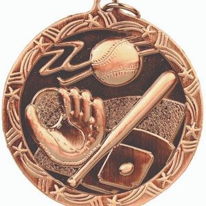 1 3/4" Antique Bronze Baseball/Softball Shooting Star Medal