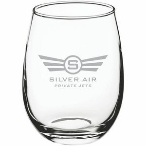 Deep Etched or Laser Engraved 9 oz. Stemless Wine Glass