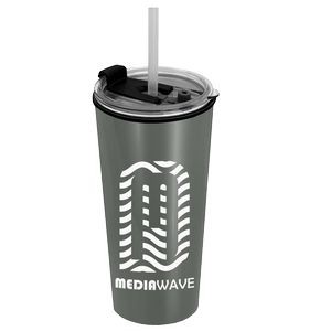 The Explorer - 18 Oz. Travel Tumbler with 2-in-1 Flip and Straw hole lid (Straw included)