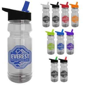 The Trainer - 24 oz. Clear Sports Bottle with Flip Straw lid