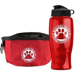 Thirsty Dog Sports Bottle And Folding Dog Bowl Set