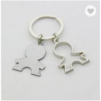 Metal double boy shaped keychain