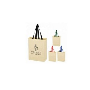Canvas Grocery Bag with Color handle (10" x 5" x 14")