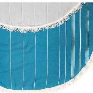 Dual Layer Essential Round Terry Back Towel w/White Twisted Tassels