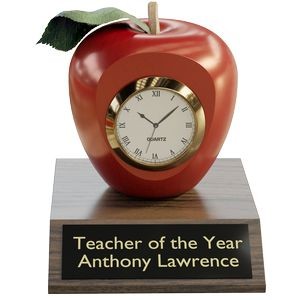 Wood Apple Clock on American walnut trophy base w