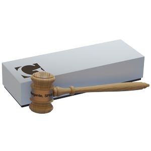 BGOM - Oak Style 10 1/2" Gavel with engraving band in gift box