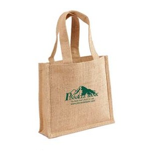 Two Tone Small Jute Gift Bag with Self Handles