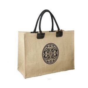 Jumbo Jute Tote with leather accents