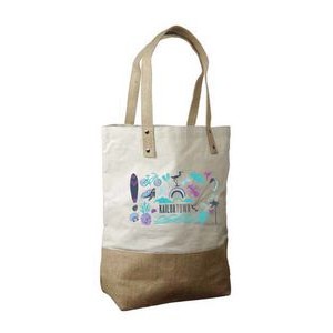 Natural Cotton Tote bag with Jute Trim and handles