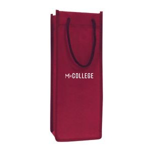 Non Woven Single Bottle Wine Tote Bag w/ Rope Handles
