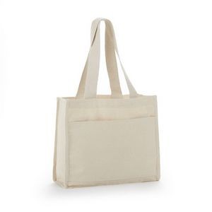 Canvas Tote With Large Front Pocket Color Web Handles