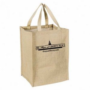 Jute Grocery Tote With Cotton Web Handles