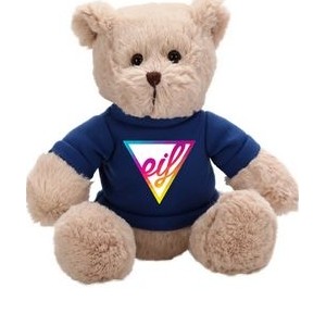 8" Fuzzy Beige Sitting Bear w/T-Shirt